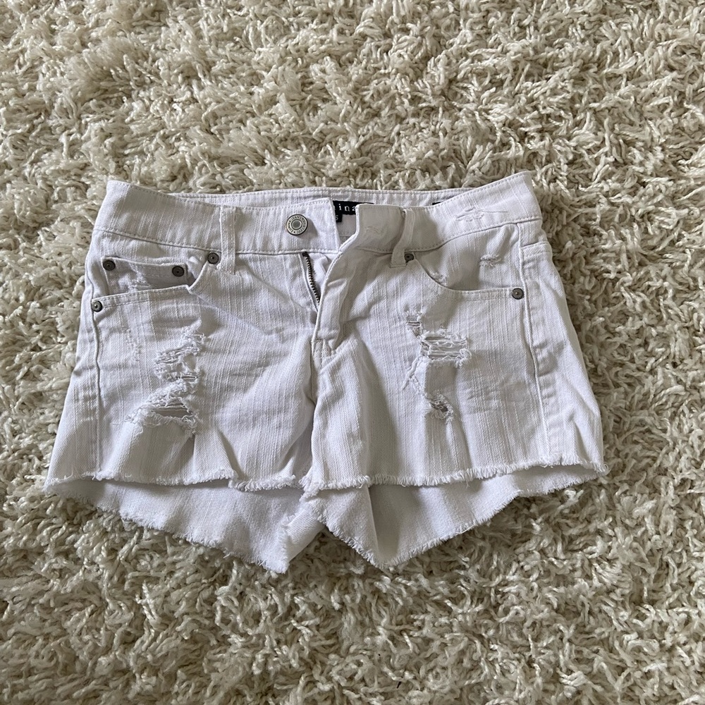 -White Denim Shorts  -26  -Eunina Mid Rose Shortie